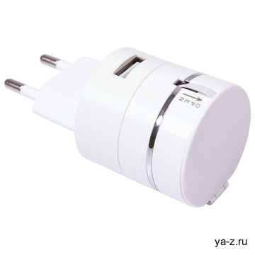 Сетевое зарядное устройство c USB выходом и универсальным кабелем 3-в-1
