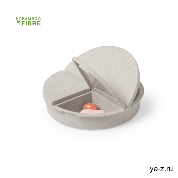 Таблетница BETUR, 3 отсека, h=1,7 cm, d=7,5 см; пластик, бамбуковое волокно