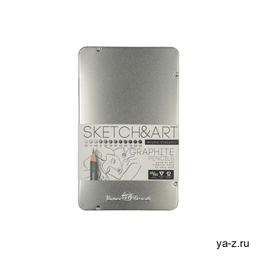 Набор из 12 чернографитовых карандашей «Sketch & Art» 2Н - 9В