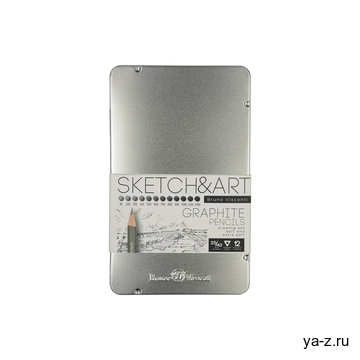 Набор из 12 чернографитовых карандашей «Sketch & Art» В - 14В