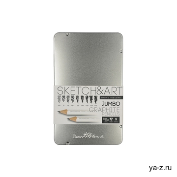 Набор из 9 утолщенных чернографитовых карандашей «Sketch & Art» HB - 14B