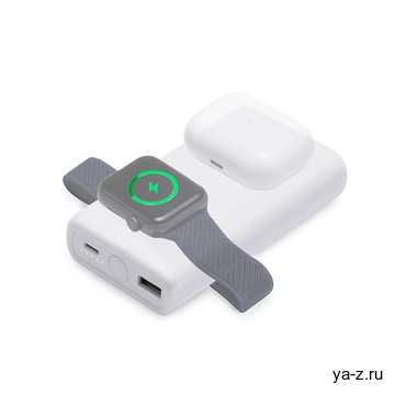 Внешний беспроводной аккумулятор 2-в-1 с функцией зарядки Apple Watch, QC/PD «AtomIQ», 10000 мАч