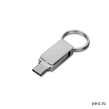 USB 2.0- флешка «Mercury» на 16 Гб с поворотным механизмом и дополнительным разъемом Type-C