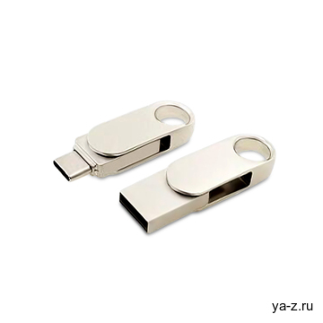 USB 3.0- флешка «Uranium» на 64 Гб с поворотным механизмом и дополнительным разъемом Type-C