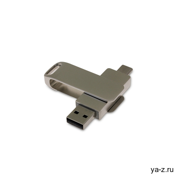 USB 3.0- флешка на 256 Гб с поворотным механизмом и дополнительным разъемом Type-C