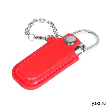 USB 2.0- флешка на 16 Гб в массивном корпусе с кожаным чехлом