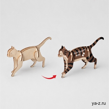 Деревянный 3d пазл «Котик»