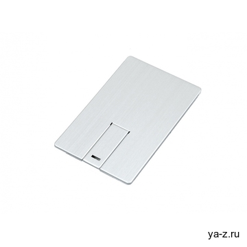USB 2.0- флешка на 16 Гб в виде металлической карты, с раскладным чипом