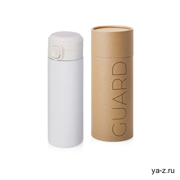 Вакуумная термокружка c кнопкой «Guard», soft-touch, 400 мл, тубус