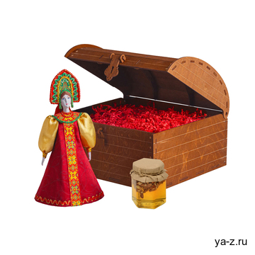 Подарочный набор: кукла фарфоровая, мёд с гецким орехом