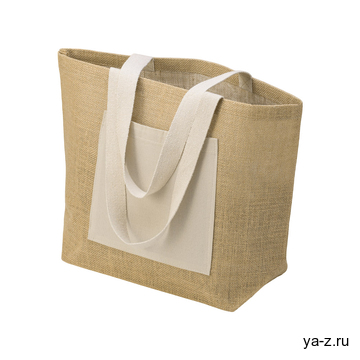 Сумка Jute джутовая с широким дном и карманом