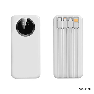 Зарядное устройство "Phantom" 10000 mAh с 4мя встроенными кабелями и цифровым индикатором заряда