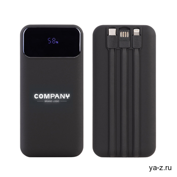 Зарядное (22.5W) устройство "Top Grade SOFTTOUCH" 20000 mAh с подсветкой логотипа, встроенными кабелями и цифровым индикатором заряда