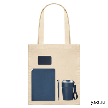 Подарочный набор Велком Пак (Welcome Pack), синий (термокружка, ежедневник, ручка, ЗУ, шоппер)
