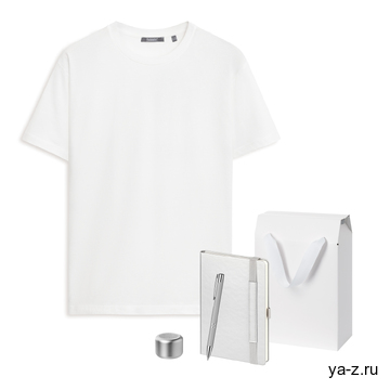 Набор с одеждой Крис (Kris) (футболка, колонка, ежедневник, ручка), серебряный, S