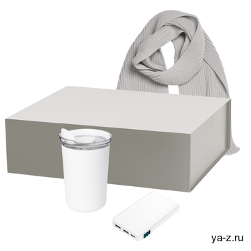 Подарочный набор Страда (Strada), Анкор (Ancor), Форгес (Forges), белый (термокружка, аккумулятор, шарф)