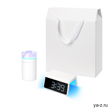 Подарочный набор Кристалл, Флейм (Crystal, Flame), белый (увлажнитель воздуха, зарядное устройство)