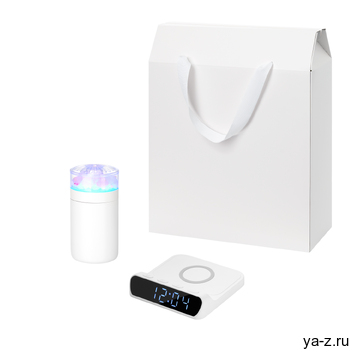 Подарочный набор Кристалл, Ригель (Crystal, Rigel), белый (увлажнитель воздуха, зарядное устройство)