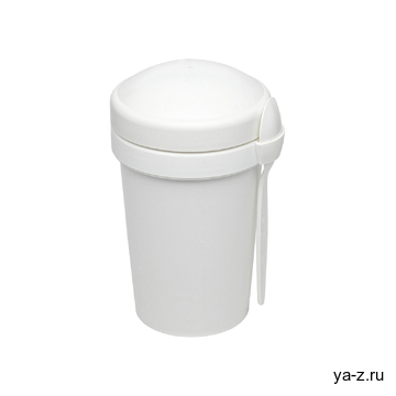 Ланч-бокс Cereal to go Green Line с ложкой (белый)