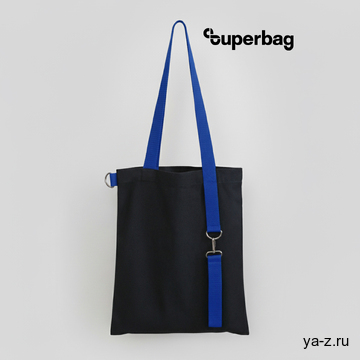Шоппер Superbag black с ремувкой 4sb (чёрный с синим)