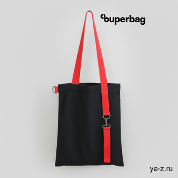 Шоппер Superbag black с ремувкой 4sb (чёрный с красным)