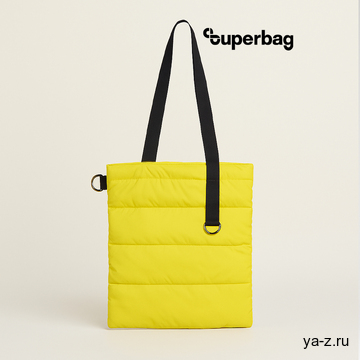 Шоппер Superbag Bubble, стёганый, с магнитной кнопкой (жёлтый с чёрным)
