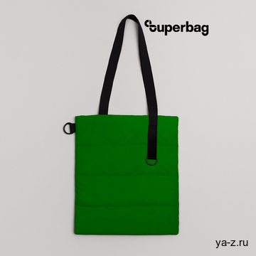 Шоппер Superbag Bubble New, стёганый, со скрытой магнитной кнопкой (зеленый с черным)