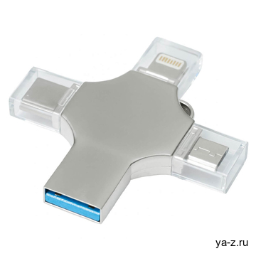Флешка XENON 4в1 Серебристая 4444.06.64ГБ3.0
