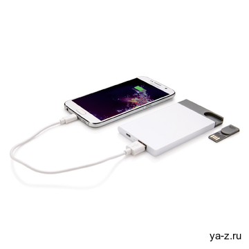 Зарядное устройство с USB–флешкой на 8 ГБ, 2500 mAh